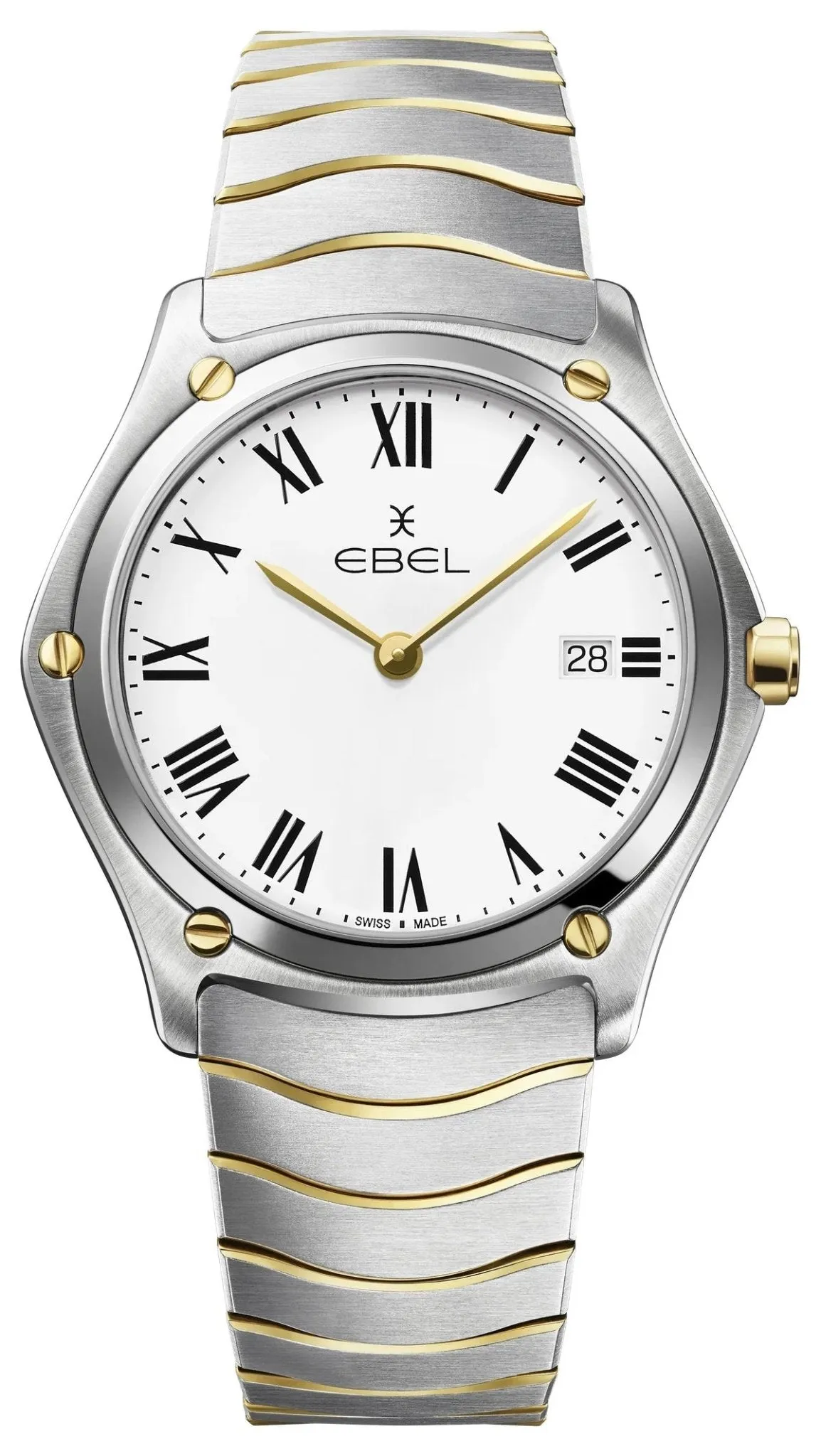 Ebel Sport Classic Stainless Steel & Gold White Dial Date Quartz Mens Watch 1216567