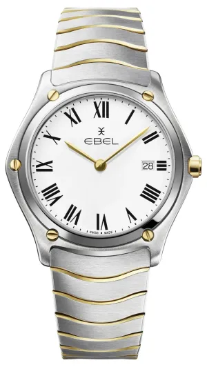 Ebel Sport Classic Stainless Steel & Gold White Dial Date Quartz Mens Watch 1216567