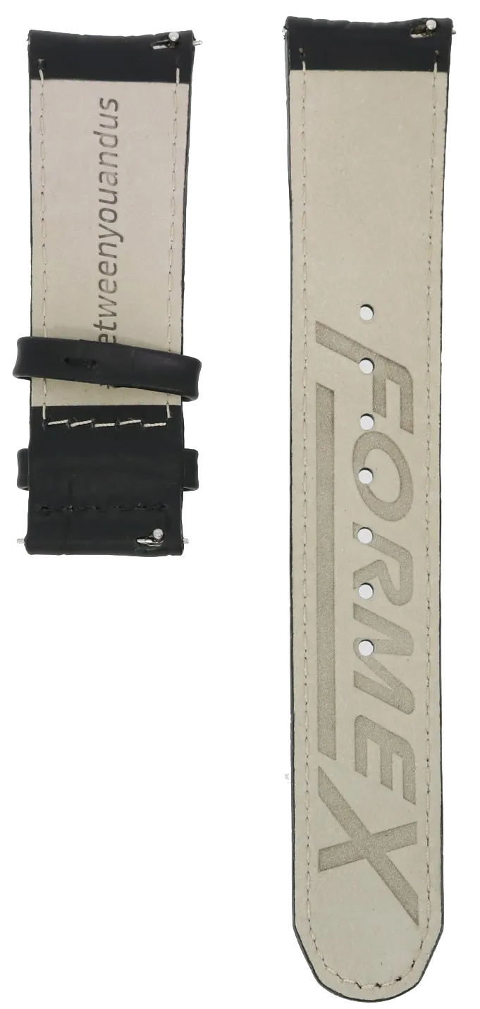 Formex Essence Butterfly Black Leather Strap Croco 22mm