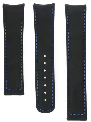 Formex Essence Deployant Black/Blue Leather Strap 22mm