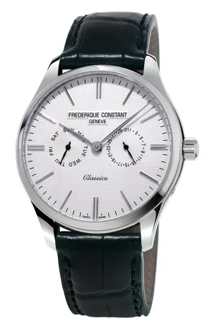 Frederique Constant Classics Silver Dial Black Leather Strap Quartz Mens Watch FC-259ST5B6