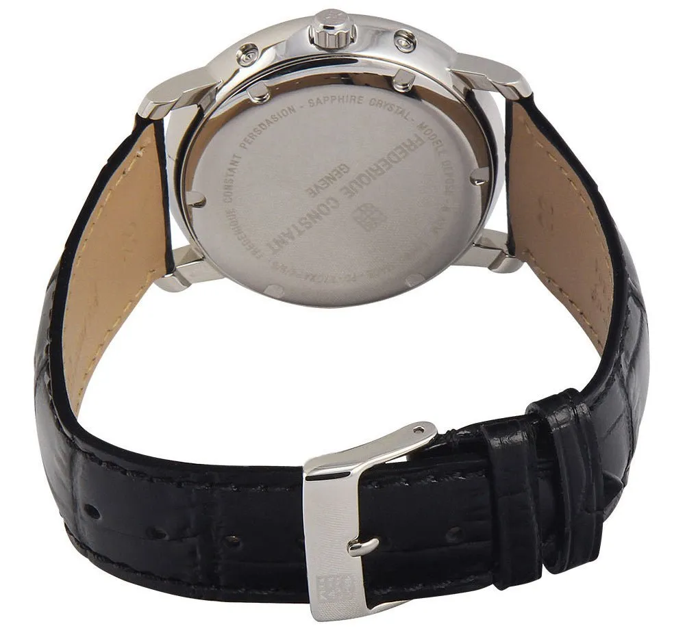 Frederique Constant Persuasion Classics Business Timer Moonphase Day/Date Black Leather Mens Watch FC-270SW4P6