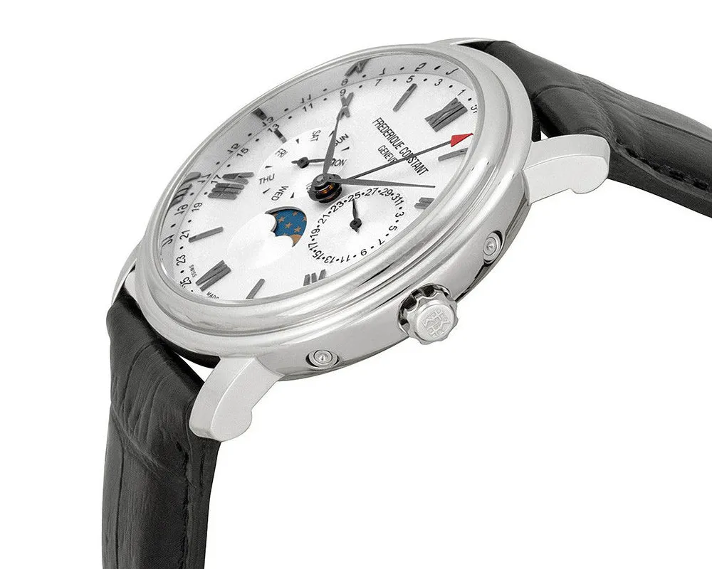 Frederique Constant Persuasion Classics Business Timer Moonphase Day/Date Black Leather Mens Watch FC-270SW4P6