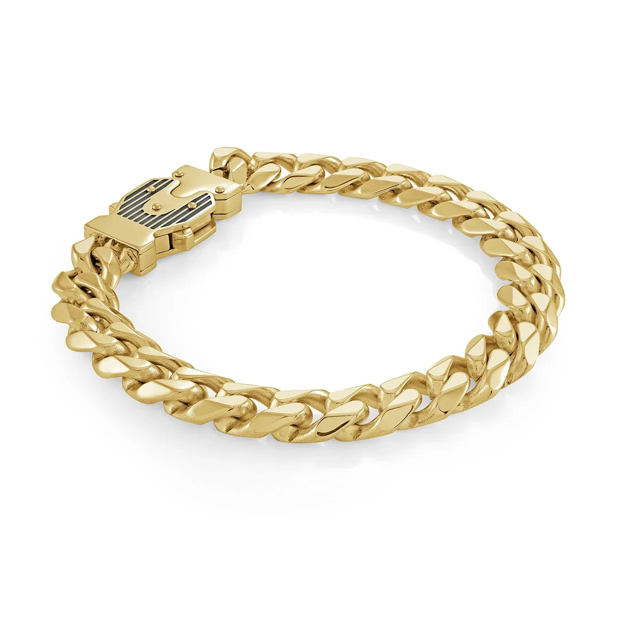 Italgem Steel 10MM Curb Fancy Clasp Bracelet