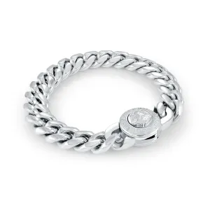 Italgem Steel 12MM Curb Medusa Clasp Bracelet