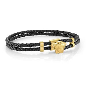 Italgem Steel Medusa Leather Bracelet
