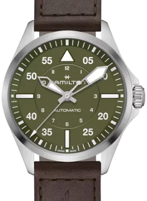 Khaki Aviation Pilot Auto 39mm Army Green Ref. H76305560