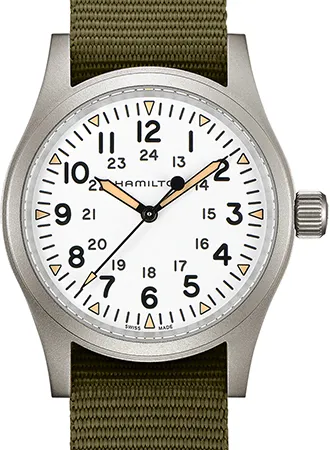 Khaki Field Mechanical Handwinding White 38 - Green Nylon Strap Ref. H69439411