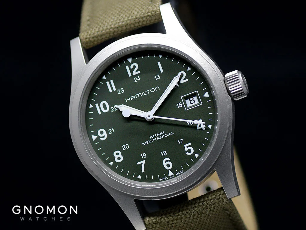 Khaki Field Mechanical Officer Handwinding Green 38 Ref. H69439363