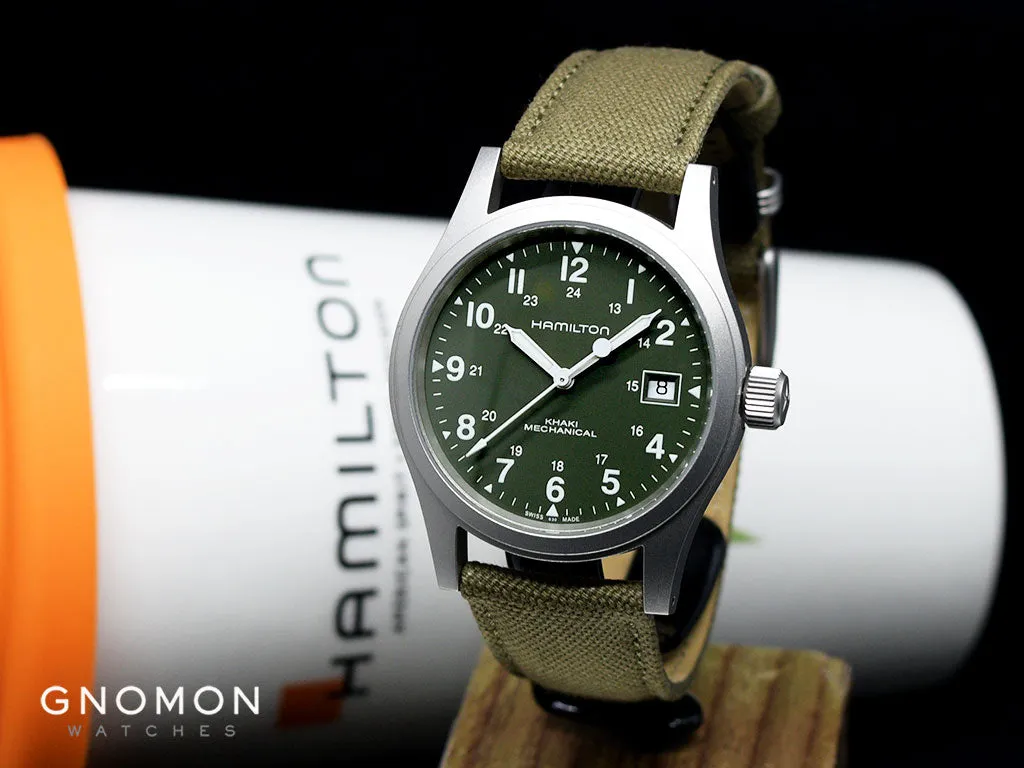 Khaki Field Mechanical Officer Handwinding Green 38 Ref. H69439363