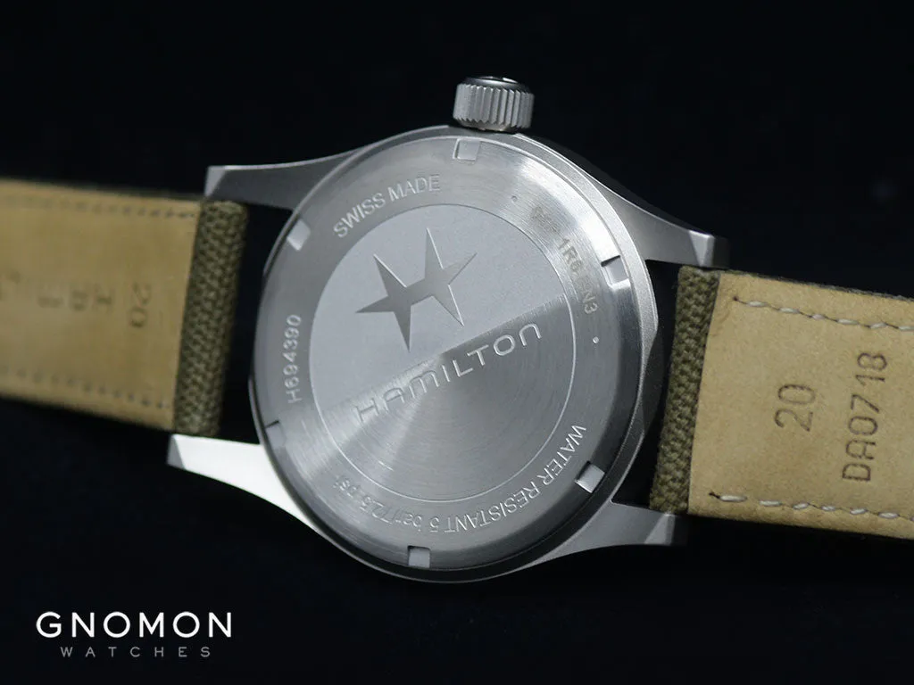 Khaki Field Mechanical Officer Handwinding Green 38 Ref. H69439363