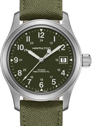 Khaki Field Mechanical Officer Handwinding Green 38 Ref. H69439363