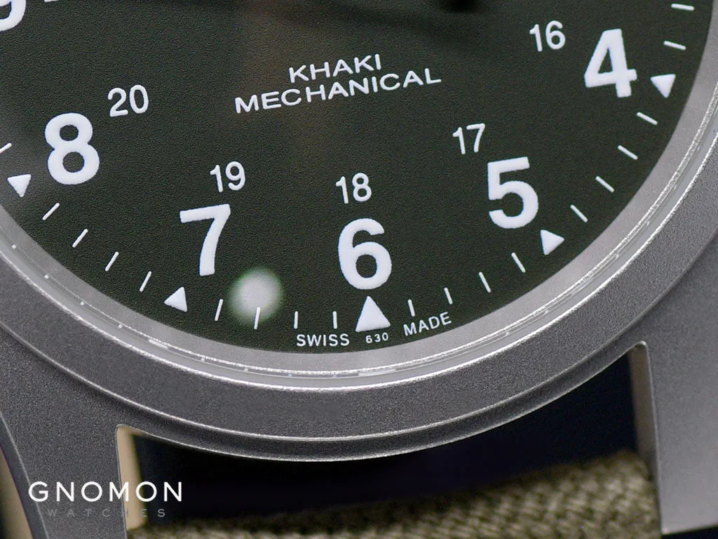 Khaki Field Mechanical Officer Handwinding Green 38 Ref. H69439363