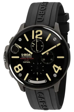 Limited Edition U-Boat Capsoil Titanio Chronograph Titanium Black Dial Black Rubber Strap Swiss Electro-mechanical Mens Watch 8897
