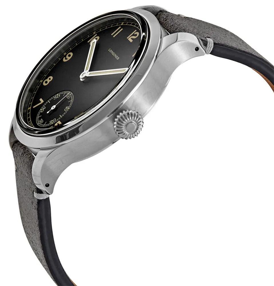 Longines Heritage Military 1938 Limited Edition Mechanical Hand-Wind Stainless Steel Black Dial Gray/Brown Interchangeable Leather Strap Mens Watch L2.826.4.53.2