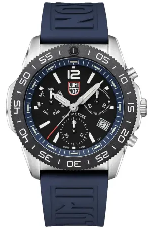 Luminox Pacific Diver Chronograph Stainless Steel Black Dial Blue Rubber Strap Day/Date Divers Quartz Mens Watch XS.3143
