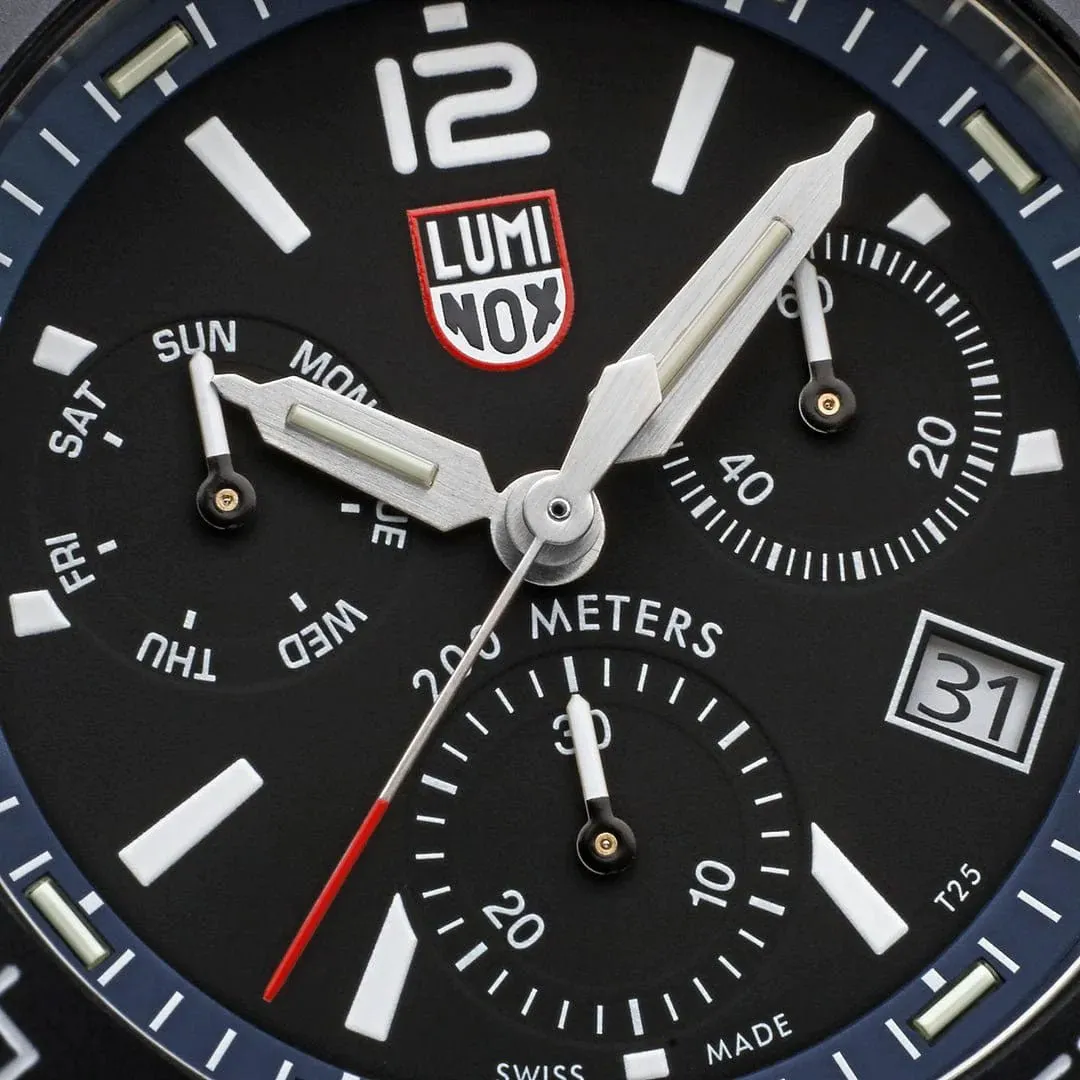 Luminox Pacific Diver Chronograph Stainless Steel Black Dial Blue Rubber Strap Day/Date Divers Quartz Mens Watch XS.3143