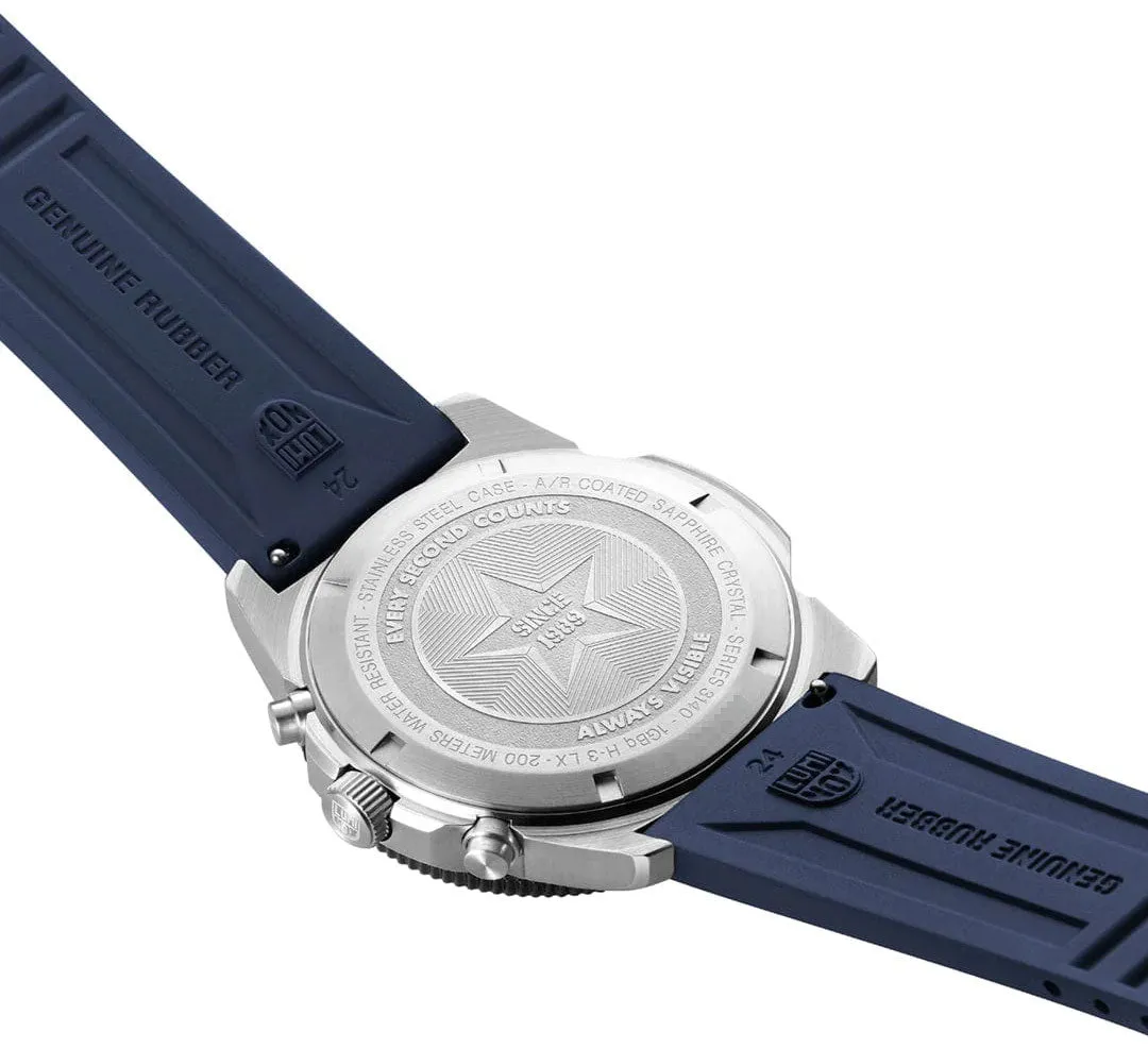 Luminox Pacific Diver Chronograph Stainless Steel Black Dial Blue Rubber Strap Day/Date Divers Quartz Mens Watch XS.3143