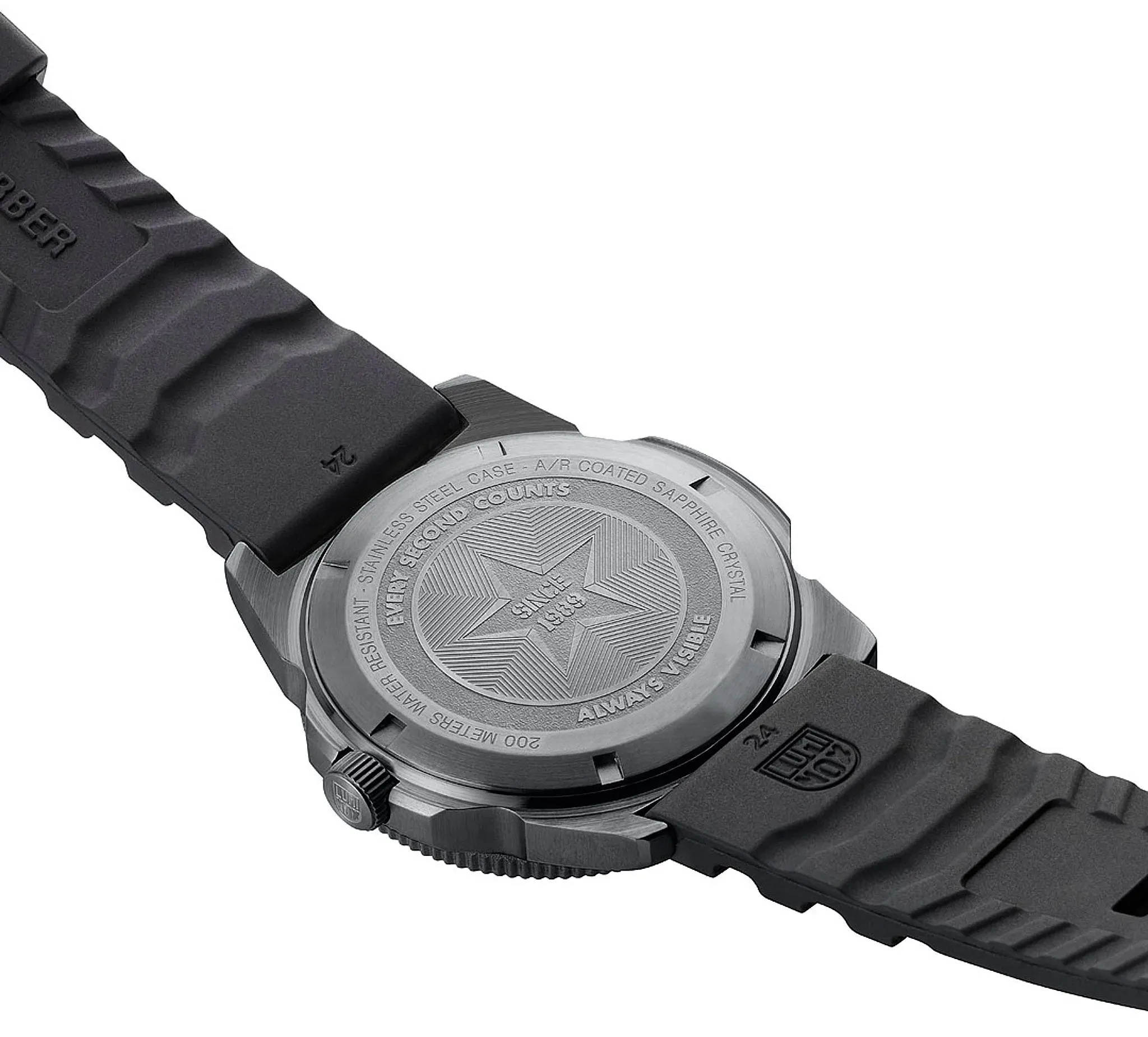 Luminox Pacific Diver Ion Plated Steel Black Dial Black Rubber Strap Date Quartz Mens Watch XS.3121.BO