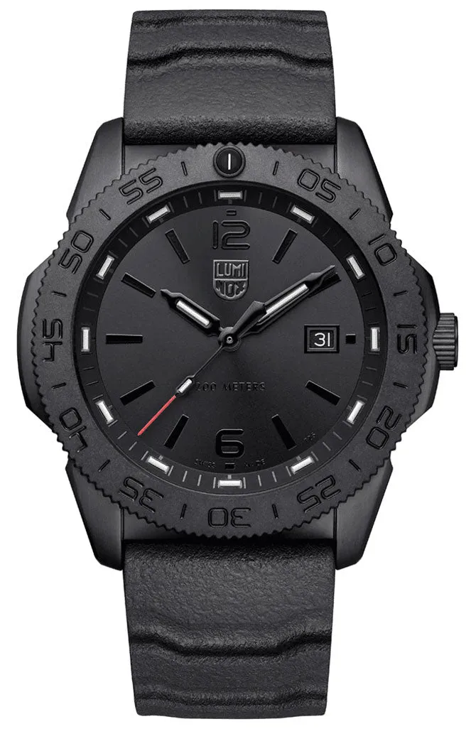 Luminox Pacific Diver Ion Plated Steel Black Dial Black Rubber Strap Date Quartz Mens Watch XS.3121.BO