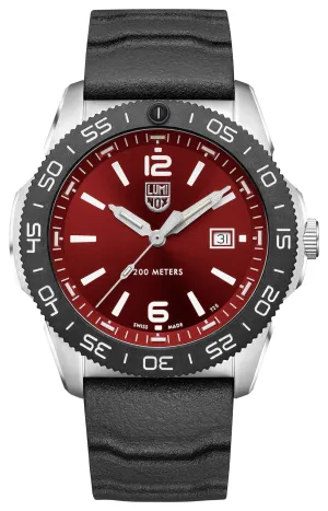 Luminox Pacific Diver Stainless Steel Red Dial Black Rubber Strap Date Divers Quartz Mens Watch XS.3135