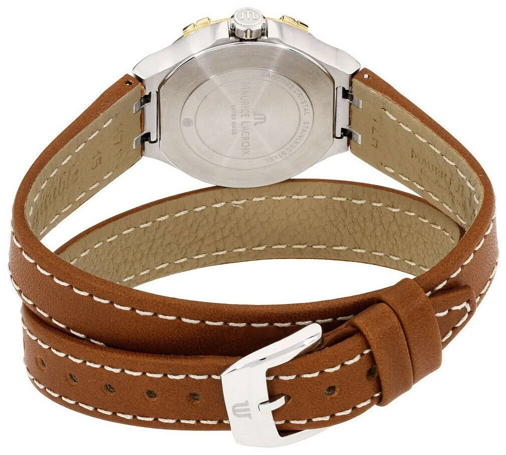 Maurice Lacroix Aikon Mother-of-Pearl Dial Date Caramel Leather Strap Quartz Womens Watch AI1004-PVY11-171-1