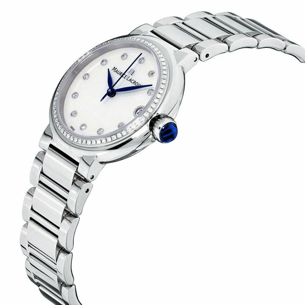 Maurice Lacroix Fiaba Stainless Steel Diamonds Mother-of-Pearl Dial Date Quartz Womens Watch FA1004-SD502-170-1