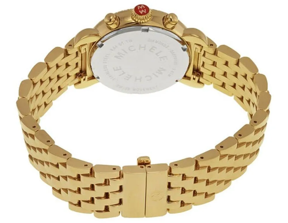 Michele CSX-36 Chronograph Diamonds Mother of Pearl Dial Day/ Date Gold Tone Stainless Steel Womens Watch MWW03M000141