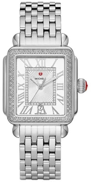 Michele Deco Madison Date Stainless Steel Diamonds Silver Dial Womens Watch MWW06T000163
