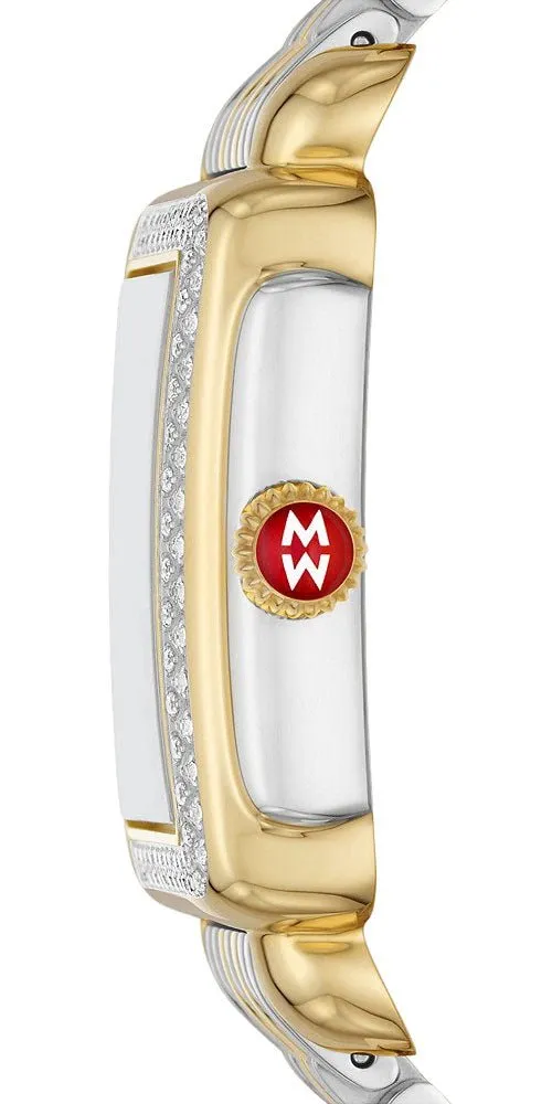 Michele Deco Mid Two-Tone Steel Diamond Mother of Pearl Dial Rectangle Womens Watch MWW06V000123