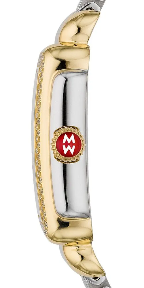 Michele Deco Mid Two-Tone Steel Diamond Rectangle Womens Watch MWW06V000023