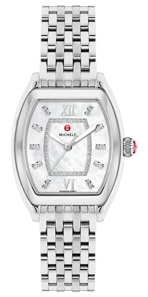 Michele Releve Stainless Steel Mother-of-Pearl Dial Diamonds Quartz Womens Watch MWW19B000003
