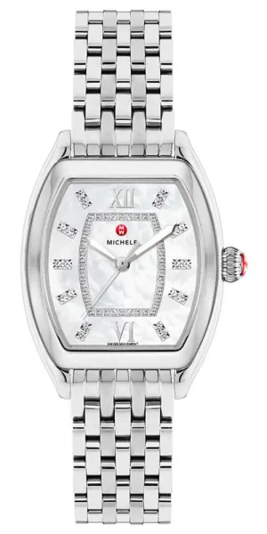 Michele Releve Stainless Steel Mother-of-Pearl Dial Diamonds Quartz Womens Watch MWW19B000003