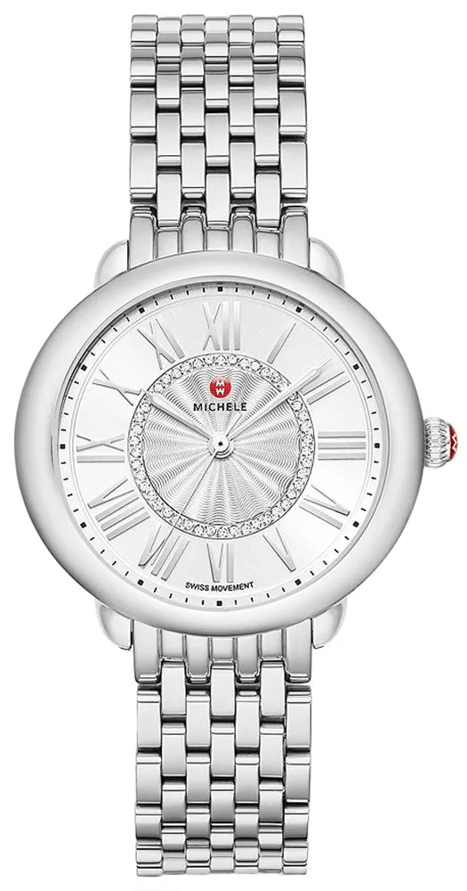 Michele Serein Mid Stainless Steel Diamonds Silver Dial Womens Watch MWW21B000147