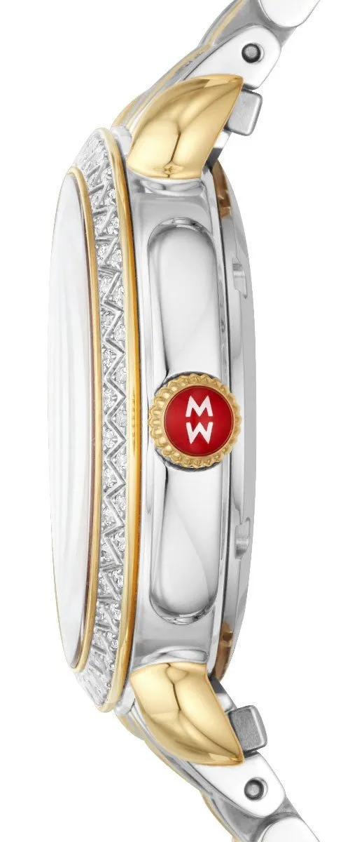 Michele Sidney Classic Two-Tone Stainless Steel Mother-of-Pearl Dial Diamonds Womens Watch MWW30B000002