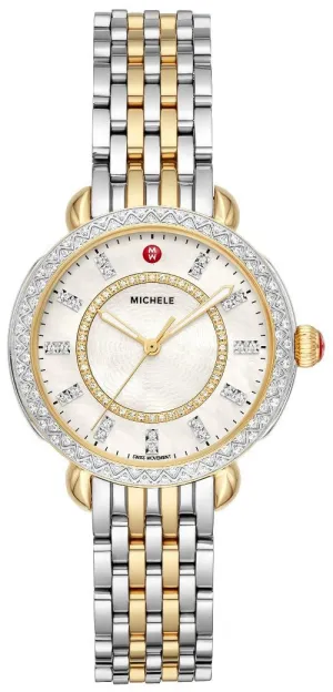 Michele Sidney Classic Two-Tone Stainless Steel Mother-of-Pearl Dial Diamonds Womens Watch MWW30B000002