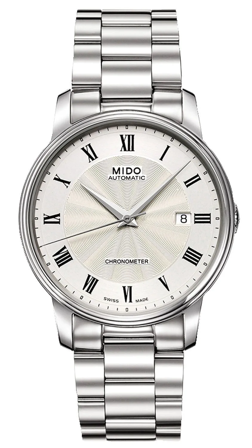 Mido Baroncelli Automatic Stainless Steel Chronometer Silver Dial Date Mens Watch M010.408.11.033.00