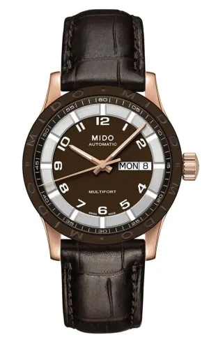 Mido Multifort Brown Dial Day-Date Brown Leather Strap Automatic Unisex Watch M018.830.36.292.00