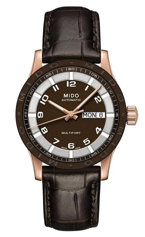 Mido Multifort Brown Dial Day-Date Brown Leather Strap Automatic Unisex Watch M018.830.36.292.00