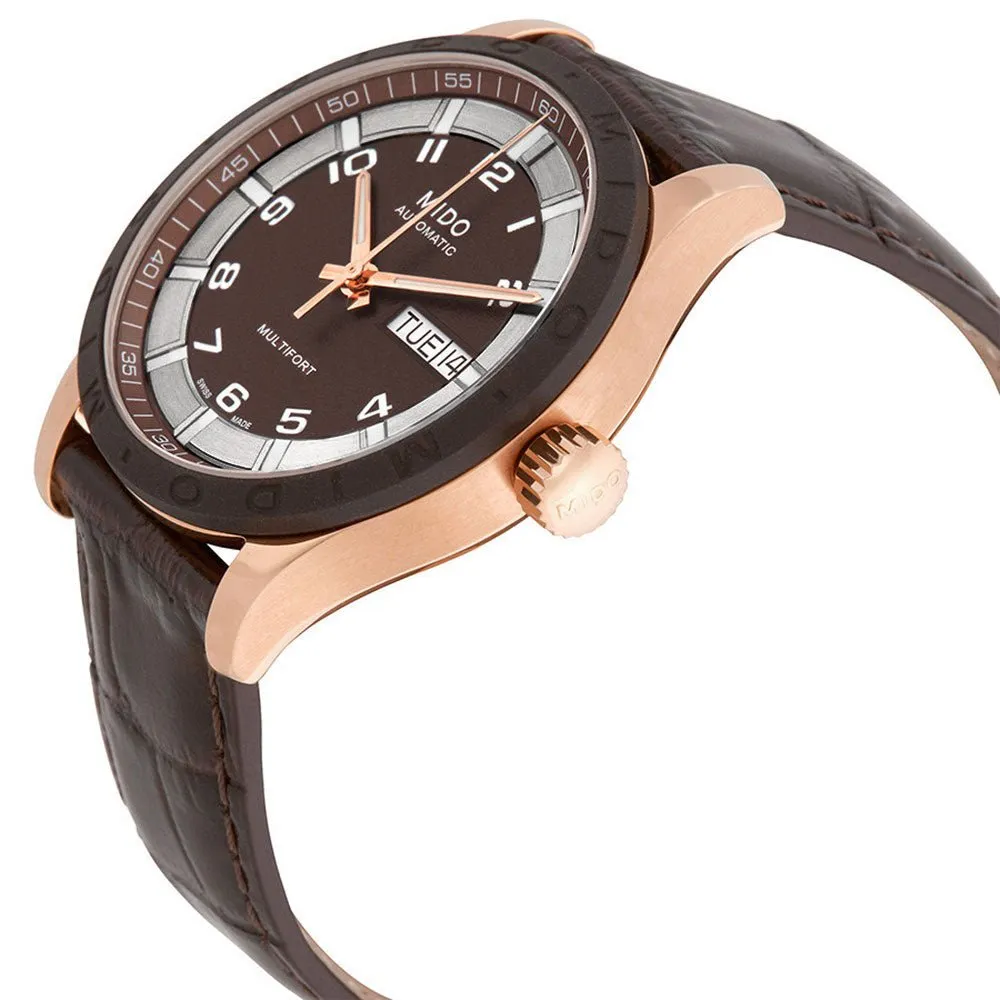 Mido Multifort Brown Dial Day-Date Brown Leather Strap Automatic Unisex Watch M018.830.36.292.00