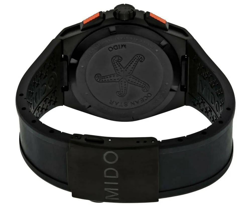 Mido Ocean Star Captain Chronograph Black Dial Date Black Rubber Strap Quartz Divers Mens Watch M023.417.37.051.09