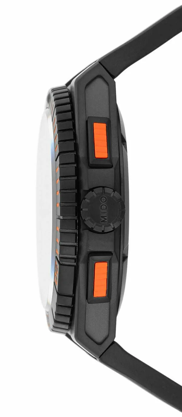 Mido Ocean Star Captain Chronograph Black Dial Date Black Rubber Strap Quartz Divers Mens Watch M023.417.37.051.09