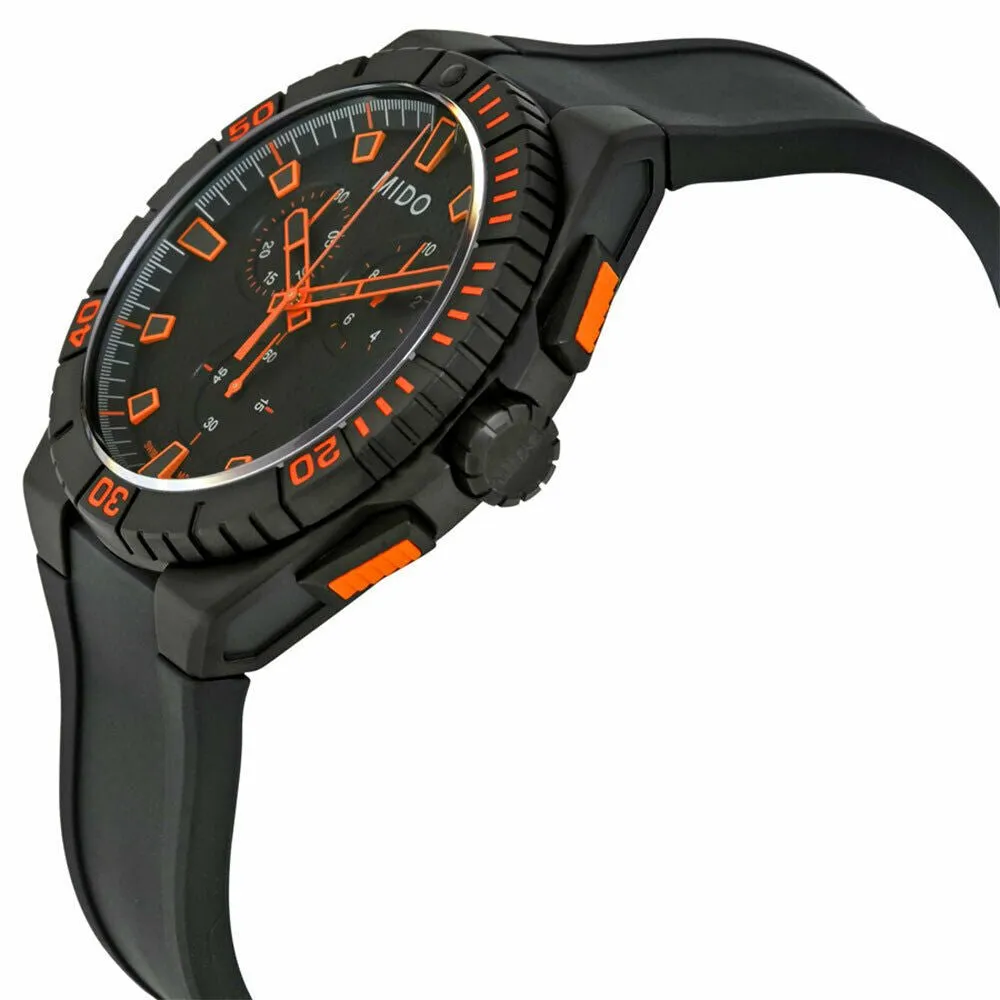 Mido Ocean Star Captain Chronograph Black Dial Date Black Rubber Strap Quartz Divers Mens Watch M023.417.37.051.09