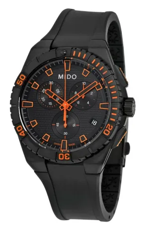 Mido Ocean Star Captain Chronograph Black Dial Date Black Rubber Strap Quartz Divers Mens Watch M023.417.37.051.09