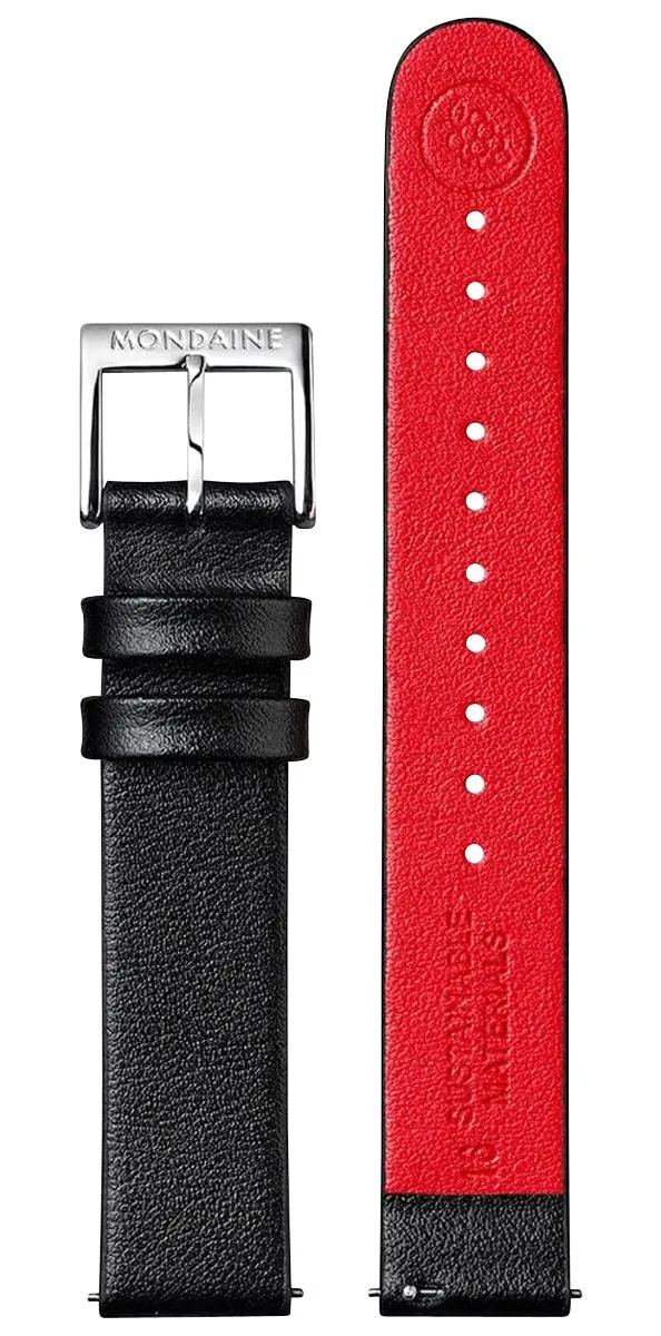 Mondaine Classic Stainless Steel White Dial Black Vegan Leather Strap Quartz Womens Watch A658.30323.11SBB