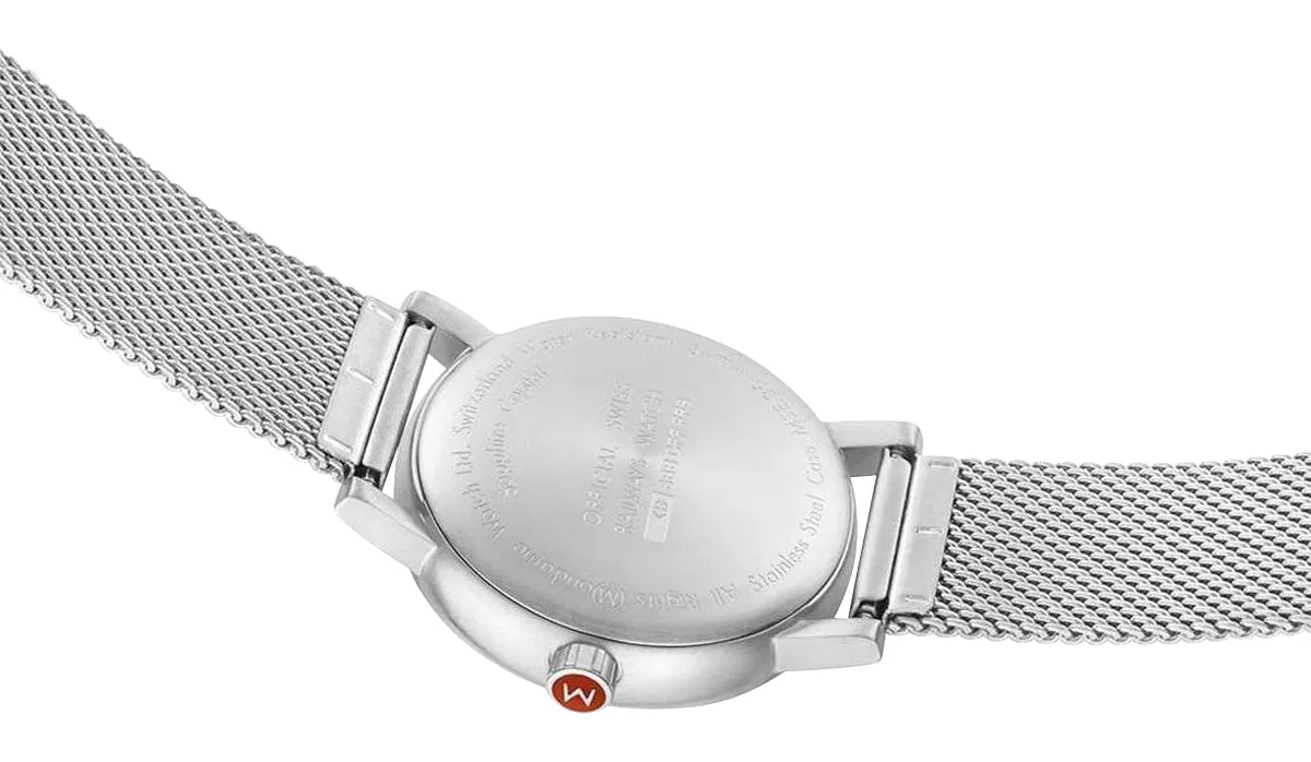 Mondaine EVO2 Stainless Steel Mesh White Dial Quartz Unisex Watch MSE.35110.SM