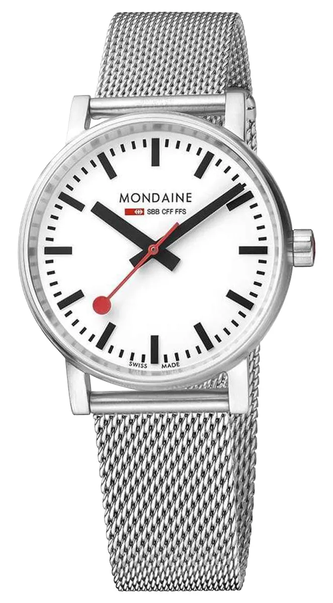 Mondaine EVO2 Stainless Steel Mesh White Dial Quartz Unisex Watch MSE.35110.SM