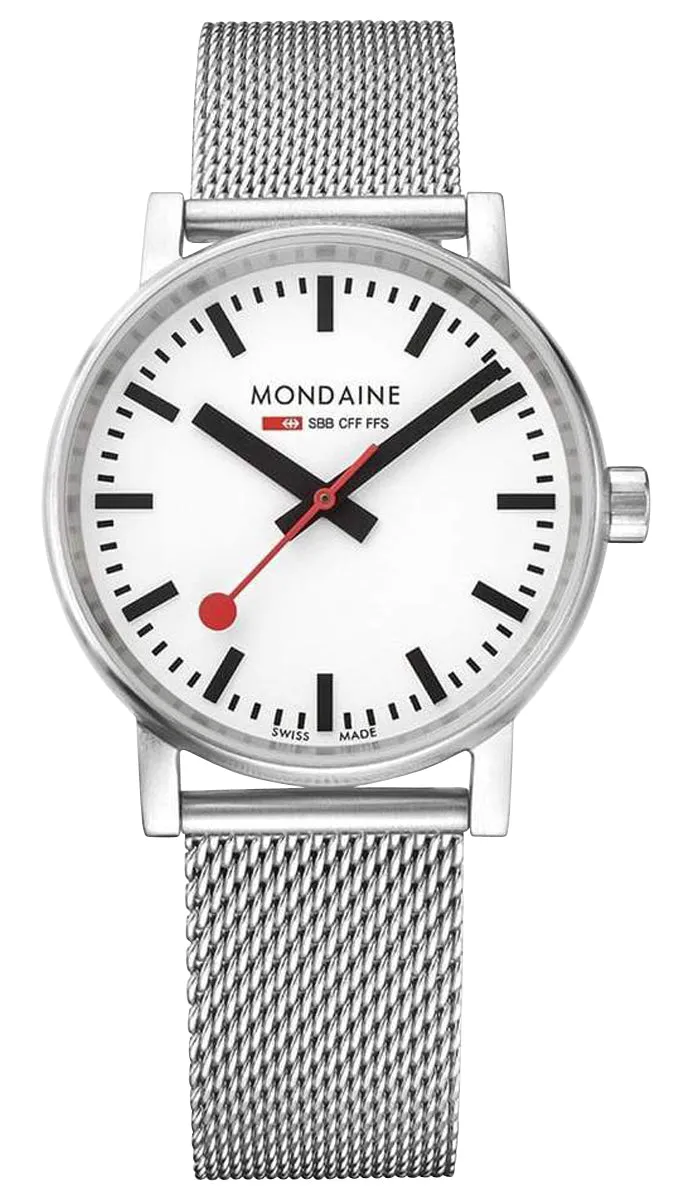 Mondaine EVO2 Stainless Steel Mesh White Dial Quartz Unisex Watch MSE.35110.SM