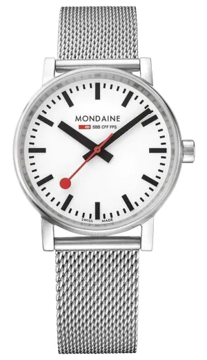 Mondaine EVO2 Stainless Steel Mesh White Dial Quartz Unisex Watch MSE.35110.SM
