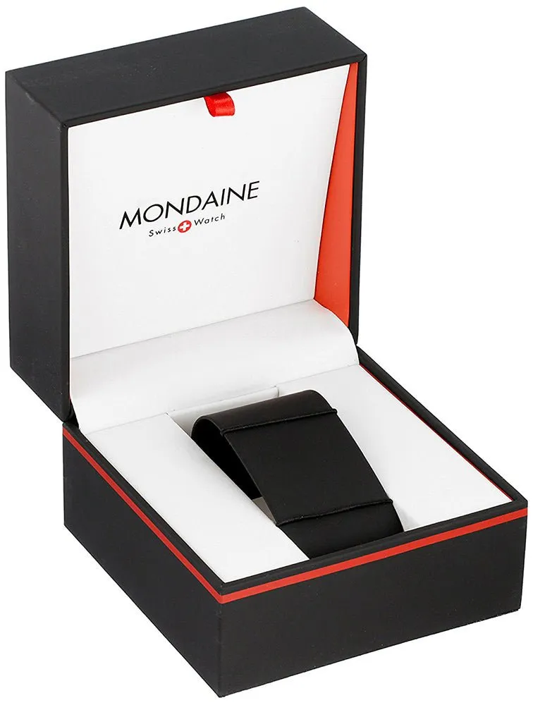 Mondaine Helvetica No1 Bold Stainless Steel Mens Smartwatch Red Leather Strap MH1.B2S80.LC